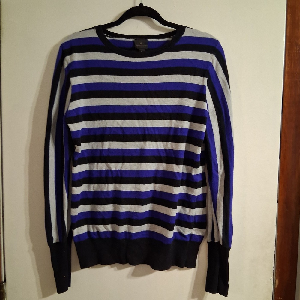 Worthington L‎ STRIPED PURPLE LONG SLEEVE LIGHT WEIGHT SWEATER EUC